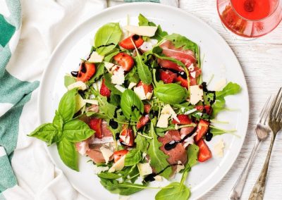 Strawberry & Arugula Salad with Crispy Prosciutto